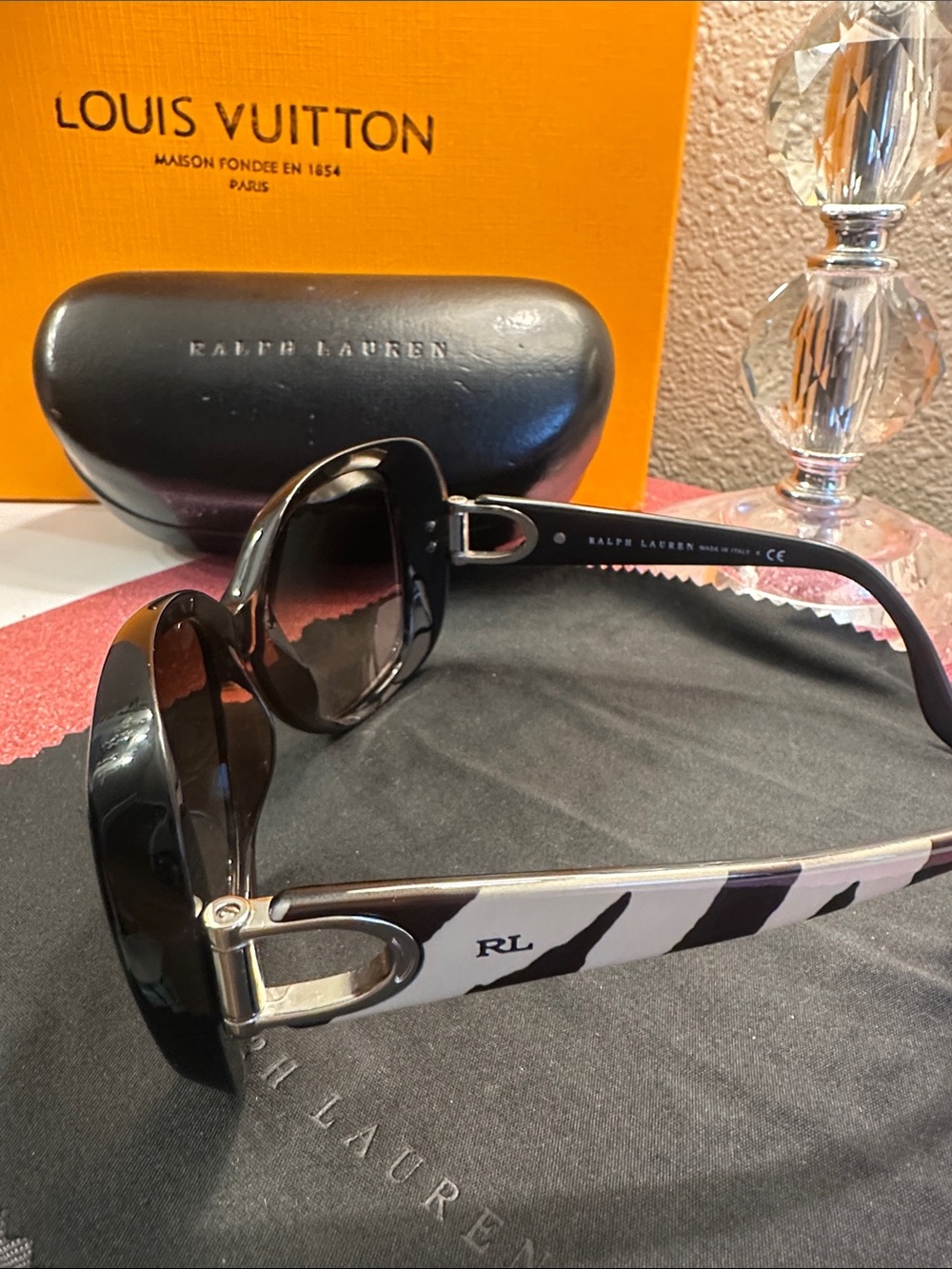 Ralph Lauren Women’s Black Gradient Oversized Sunglasses with Brown Tint
